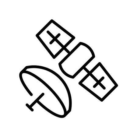 Monochrome spacecraft satellite iconのイラスト素材
