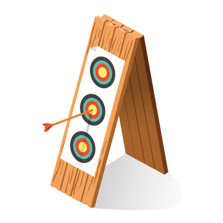 Wooden archery target with arrow center goal achievement dart game entertainment competition sportのイラスト素材