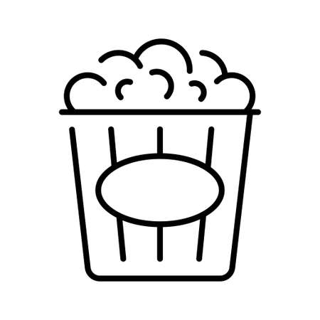 Simple contoured popcorn icon monochrome linear vector illustration of cinema entertainmentのイラスト素材
