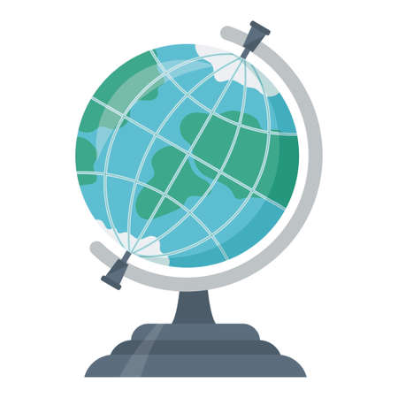 School globe vector flat illustration. Circle ball with global map model Earth planet globalizationのイラスト素材