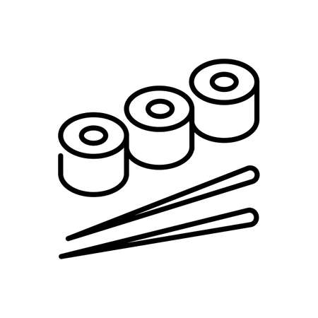 Sushi rolls thin line icon isolated on white. Japanese dish, take away fast food.のイラスト素材
