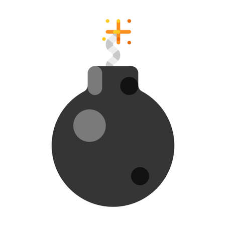 Colorful cartoon bomb with burning wick explosion effect boom whizzbang with explosiveのイラスト素材