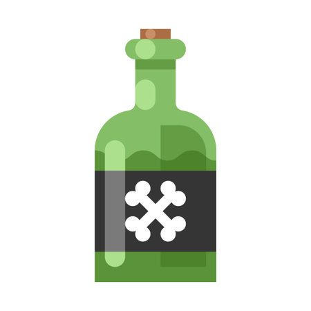 Colorful poison bottle icon vector flat illustration. Death chemical beverage or toxic mortal drinkのイラスト素材