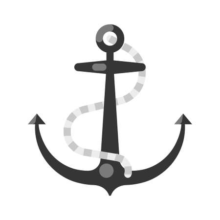 Sea ship anchor with rope icon vector flat illustration. Nautical equipment for parking marine portのイラスト素材