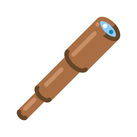 Antique spyglass equipment icon vector flat illustration. Portable optical telescope magnificationのイラスト素材