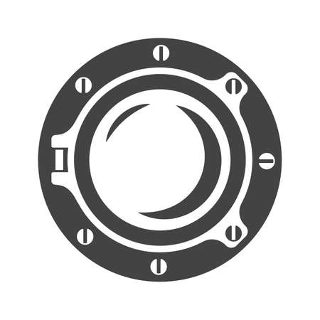 Simple of ship porthole icon vector flat illustration Monochrome circle window at water transportのイラスト素材