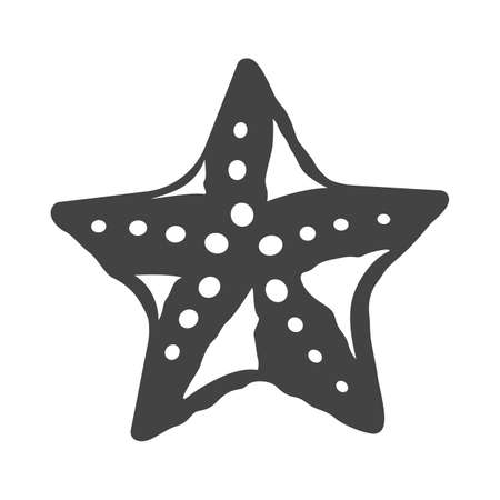 Simple monochrome starfish icon vector flat illustration. Silhouette nautical underwater habitatのイラスト素材