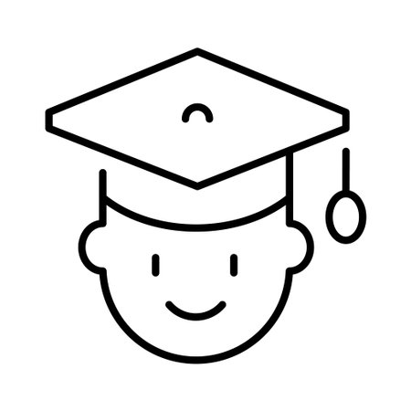 Monochrome human head in graduate hat icon vector illustration student having academic achievementのイラスト素材