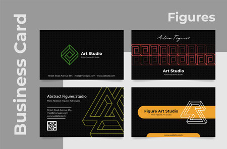 Collection of realistic business card geometric figure shape design template vector illustration