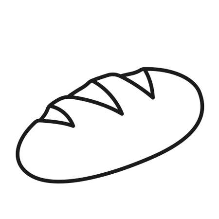 Loaf of bread monochrome line icon vector illustration. French baguette, bakery and cafeのイラスト素材