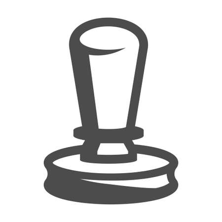 Monochrome stamp with handle icon vector flat illustration. Simple authority approved ink symbolのイラスト素材