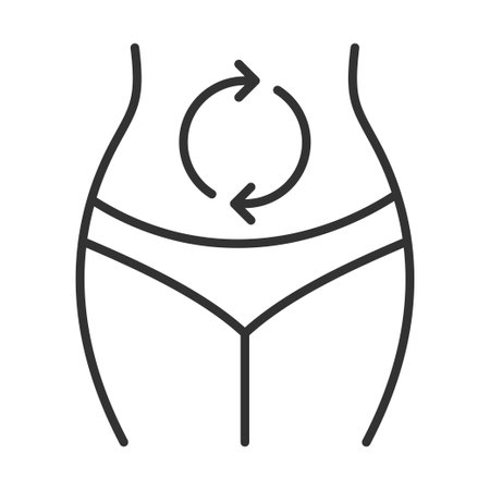 Woman metabolism monochrome line icon vector illustration female stomach care detox and cleanseのイラスト素材