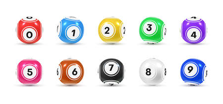 Realistic glossy lottery balls with numbers collection vector illustration bingo, keno, lottoのイラスト素材