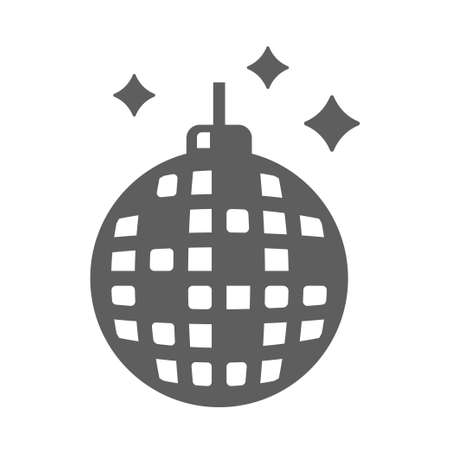 Monochrome simple disco ball line icon vector illustration hanging bright glass nightclub sphereのイラスト素材