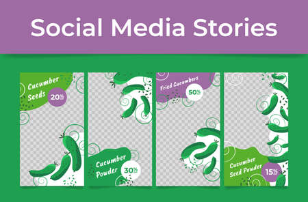 Collection cucumber seed powder advertising poster vector illustrationのイラスト素材