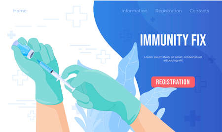 Population immunization landing page vector flat viral infection prevention immunity fixのイラスト素材