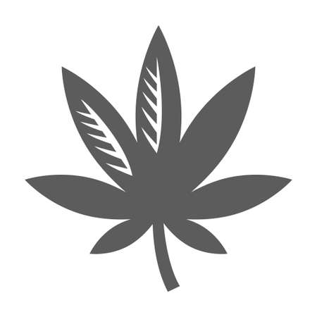 Cannabis minimalist monochrome icon vector flat illegal healing greenery plant hemp herbal grassのイラスト素材