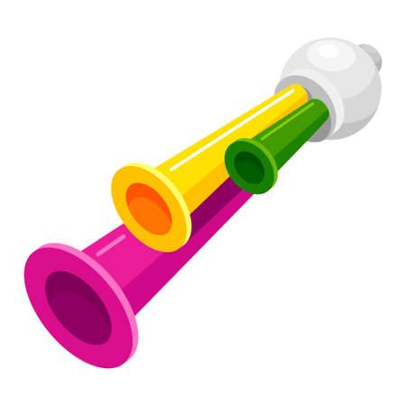 Multicolored football fan pipe isometric vector soccer game championship element for loud noiseのイラスト素材