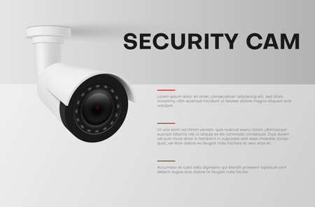 Security surveillance cam monitoring system realistic banner template vector illustrationのイラスト素材