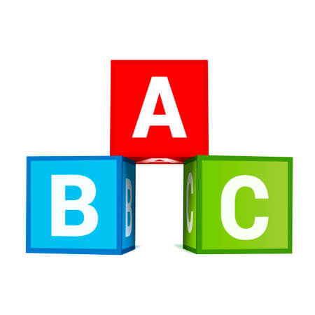 Multicolored childish cubes alphabet elementary learning pyramid realistic 3d template vectorのイラスト素材