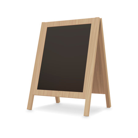 Wooden menu chalkboard clean sandwich board for announcement education realistic vector illustrationのイラスト素材