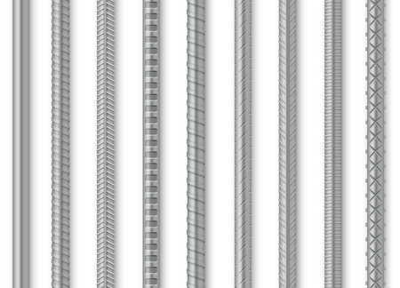 Iron bars vertical metal rod different ornament set realistic vector illustrationのイラスト素材