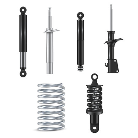 Car suspension parts mechanical automobile repair service set realistic vector illustrationのイラスト素材