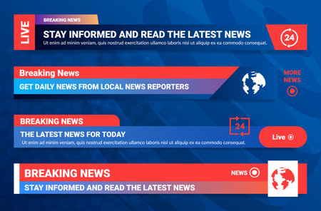 Breaking news advertising line bar TV streaming video live broadcasting set realistic vectorのイラスト素材