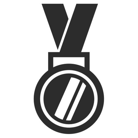 Medal ribbon champion game achievement black monochrome icon vector flat illustrationのイラスト素材
