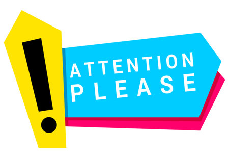 Attention please geometric exclamation point warning sign vector flat important caution messageのイラスト素材