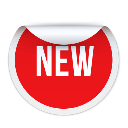 New peel off sticker red circle badge commercial shopping tag template realistic vectorのイラスト素材