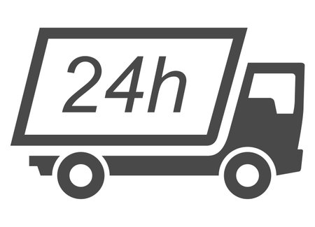 Fast delivery always available shipment service monochrome black line icon vector illustrationのイラスト素材