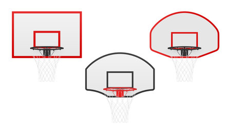 Basketball hoop competition sport game equipment different shape set realistic vector illustrationのイラスト素材