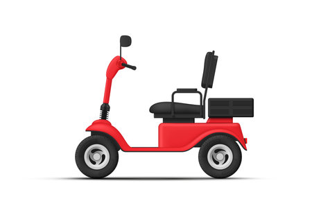 Red electric mobility scooter for disabled and elderly orthopedic transportation realistic vectorのイラスト素材