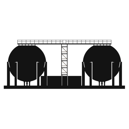 Gas storage tank chemical factory production black minimal icon isometric vector illustrationのイラスト素材