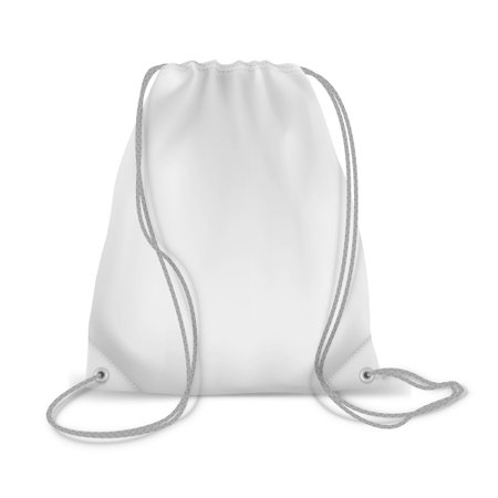 Baggy sport shoulder backpack white travel textile accessory mockup realistic vector illustrationのイラスト素材