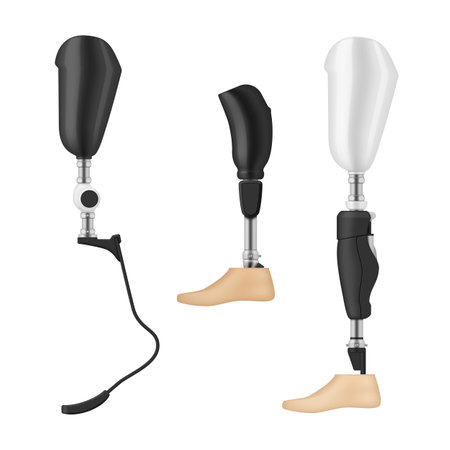 Prosthetic legs artificial limb for support movement assistance set realistic vector illustrationのイラスト素材