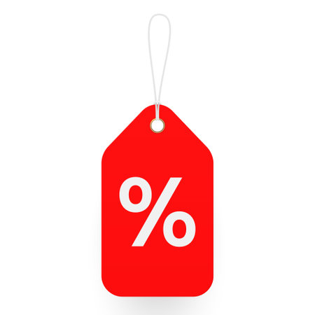 Sale discount red shopping tag rope with percentage design template realistic vectorのイラスト素材