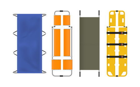 First aid stretcher medical ambulance tool different shape top view set realistic vectorのイラスト素材