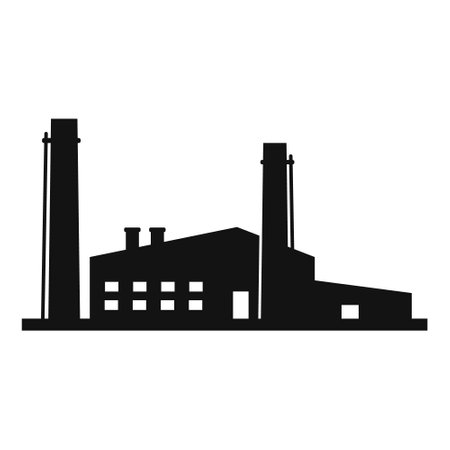 Black and white factory building iconのイラスト素材
