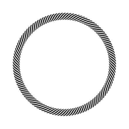 Black rope circle frame illustration on white backgroundのイラスト素材