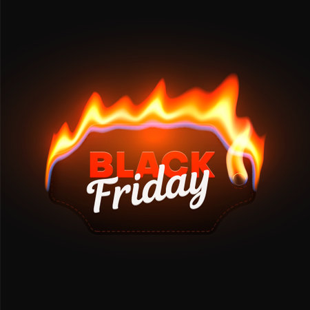 Black friday sale tag with flaming designのイラスト素材