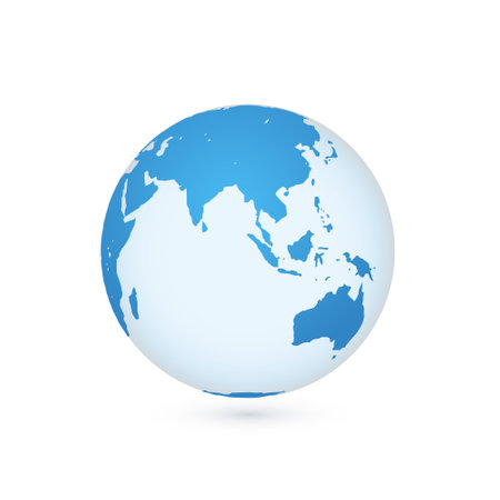 Transparent earth globe illustrating oceans and continents on a white backgroundのイラスト素材