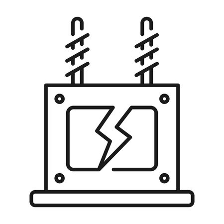 High voltage electrical transformer icon, isolated on white background, ideal for energy and utilities related projects.のイラスト素材