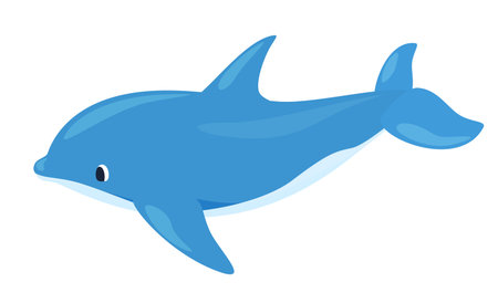 Illustration of a cartoon dolphin, demonstrating the anatomical features of the marine animal, emphasizing playfulness and spontaneity.のイラスト素材