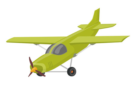 Small propeller airplane vector illustration showcasing bright green design and clear details in a playful styleのイラスト素材