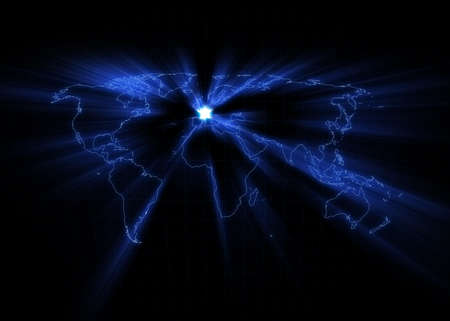 World map with the France glowing.の写真素材