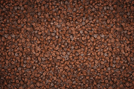 Coffee bean textured background with atomosphere and copy space.