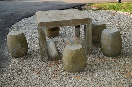 Garden Stone Seats And Tableの写真素材