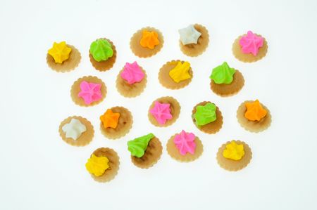 Traditional Colorful  Chinese Biscuits On White backgroundの写真素材